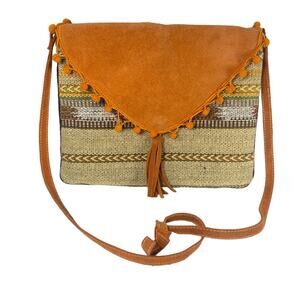 Bay Sky Boho Aztec Southwestern Woven Envelope Style Crossbody Bag Suede Purse
